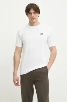 adidas Originals tricou din bumbac Trefoil barbati, culoarea alb, neted, JI8544 imagine