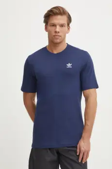 adidas Originals tricou din bumbac Trefoil barbati, culoarea albastru marin, neted, JC9989 imagine