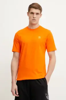 adidas Originals tricou din bumbac Trefoil barbati, culoarea portocaliu, neted, JC9995 imagine