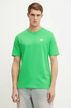 adidas Originals tricou din bumbac Trefoil barbati, culoarea verde, uni, JN0235 imagine