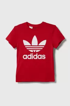 adidas Originals tricou din bumbac TREFOIL culoarea rosu, cu imprimeu imagine