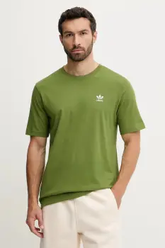 adidas Originals tricou din bumbac Trefoil Essential culoarea verde, uni, JV5938 imagine