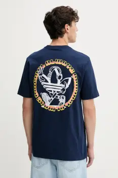 adidas Originals tricou din bumbac Trefoil Series Loose Tee culoarea bleumarin, cu imprimeu, JW3016 imagine