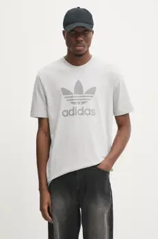 adidas Originals tricou din bumbac TREFOIL T-SHIRT barbati, culoarea gri, cu imprimeu, JP2548 imagine