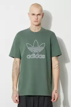 adidas Originals tricou din bumbac Trefoil Tee barbati, culoarea verde, cu imprimeu, IR7993 imagine