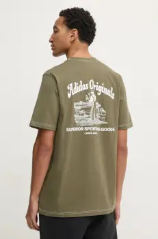 adidas Originals tricou din bumbac Wabash barbati, culoarea verde, cu imprimeu, JP4476 imagine