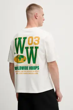 adidas Originals tricou Glbl Hoops Tee culoarea bej, cu imprimeu, JW6650 imagine