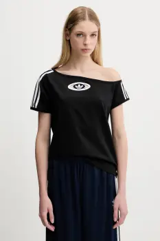 adidas Originals tricou Offshoulder Tee culoarea negru, KC8796 imagine