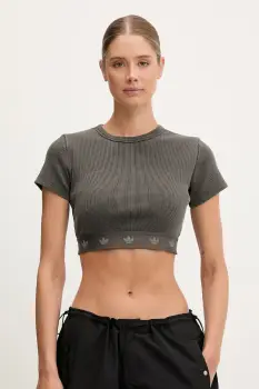 adidas Originals tricou Rib SS Top culoarea gri, JD0041 imagine