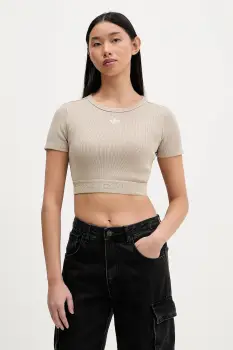 adidas Originals tricou Rib Tee culoarea bej, JW3577 imagine