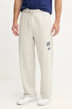 adidas pantaloni de trening Collegiate culoarea bej, cu imprimeu, JM9177 imagine
