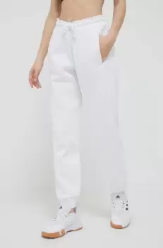 adidas pantaloni de trening culoarea alb, neted imagine