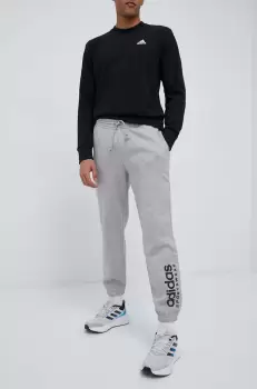adidas pantaloni de trening culoarea gri, cu imprimeu imagine