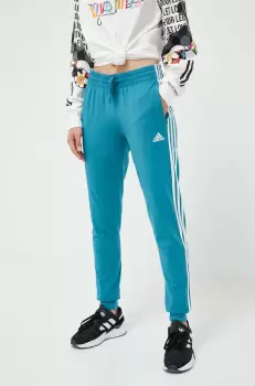 adidas pantaloni de trening culoarea turcoaz, cu imprimeu imagine
