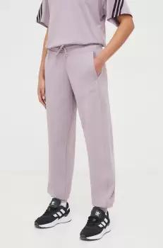 adidas pantaloni de trening culoarea violet, neted imagine