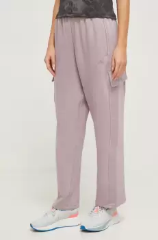 adidas pantaloni de trening culoarea violet, neted imagine