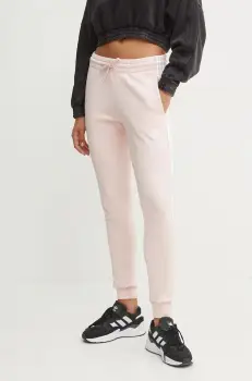 adidas pantaloni de trening din bumbac Essentials culoarea roz, cu imprimeu, JH3689 imagine