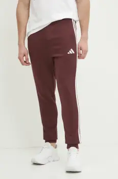 adidas pantaloni de trening Essentials barbati, culoarea bordo, cu imprimeu, JD1853 imagine