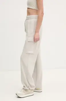 adidas pantaloni de trening Essentials Linear culoarea bej, neted, JC5707 imagine