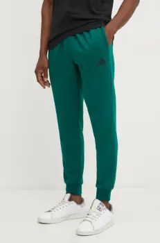 adidas pantaloni de trening Feelcozy barbati, culoarea verde, cu imprimeu, IN6072 imagine