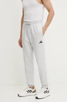 adidas pantaloni de trening Feelcozy culoarea gri, cu imprimeu, JE3819 imagine