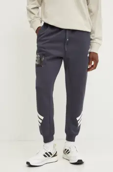 adidas pantaloni de trening x Mandalorian culoarea gri, cu imprimeu, JI5724 imagine