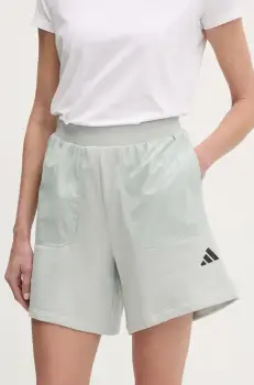 adidas pantaloni scurti City Escape femei, culoarea gri, uni, high waist, JC5108 imagine