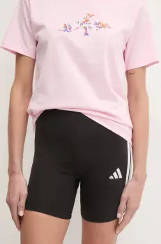 adidas pantaloni scurti copii Essentials femei, culoarea negru, cu imprimeu, high waist, JE1223 imagine