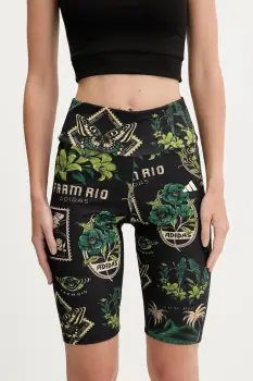 adidas pantaloni scurti culoarea negru, cu imprimeu, high waist, JM8346 imagine