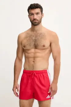 adidas pantaloni scurti de baie 3-Stripes culoarea rosu, JX5023 imagine