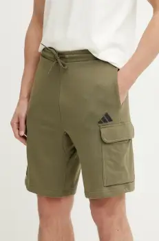 adidas pantaloni scurti Feelcozy barbati, culoarea verde, JE6292 imagine