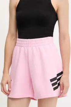 adidas pantaloni scurti Future Icons 3-Stripes culoarea roz, cu imprimeu, high waist, JC5444 imagine