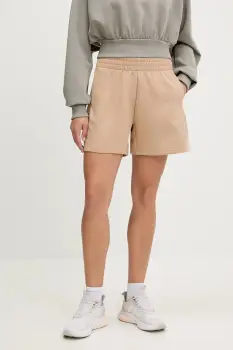 adidas pantaloni scurti Future Icons culoarea bej, cu imprimeu, high waist, JW7834 imagine