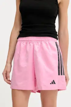 adidas pantaloni scurti House of Tiro culoarea roz, cu imprimeu, high waist, JL9207 imagine