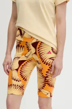 adidas pantaloni scurti x Farm Rio femei, culoarea galben, modelator, high waist, JD6287 imagine