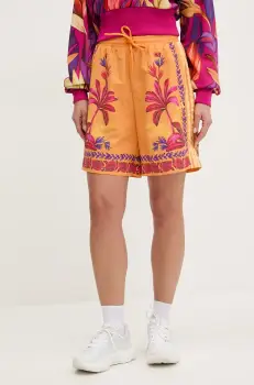 adidas pantaloni scurti x Farm Rio femei, culoarea portocaliu, modelator, high waist, JD6289 imagine