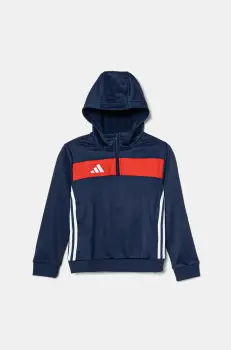 adidas Performance bluza copii culoarea albastru marin, cu gluga, modelator, JD3054 imagine