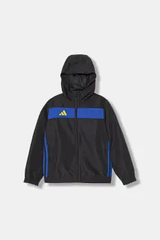 adidas Performance bluza copii culoarea negru, cu gluga, uni, JX2223 imagine