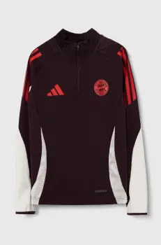 adidas Performance bluza copii FCB TR TOPY culoarea bordo, cu imprimeu, IS9930 imagine