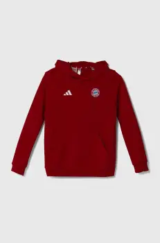 adidas Performance bluza copii FCBIDS HD culoarea rosu, cu gluga, neted, IT4134 imagine