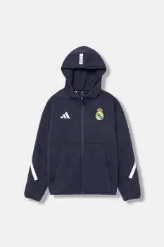 adidas Performance bluza copii REAL MADRID culoarea bleumarin, cu gluga, cu imprimeu, KC3737 imagine