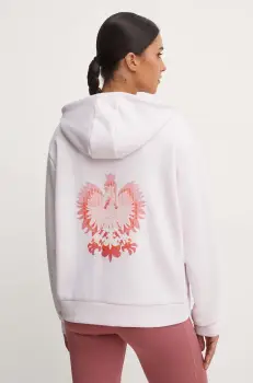 adidas Performance bluza trening Olympic culoarea roz, cu gluga, cu imprimeu, JF6705 imagine