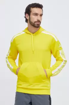 adidas Performance bluza trening Squadra 21 culoarea galben, cu gluga, cu imprimeu imagine