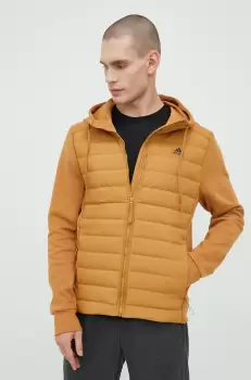 adidas Performance bluza Varilite Hybrid barbati, culoarea maro, imagine