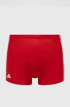 adidas Performance costum de baie 3 Stripes culoarea rosu imagine