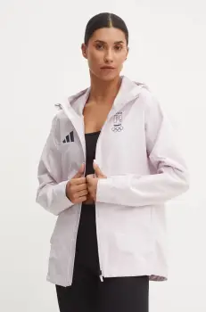 adidas Performance geaca de ploaie Olympic femei, culoarea roz, de tranzitie, JD7951 imagine