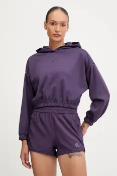 adidas Performance hanorac de antrenament Cover-up culoarea violet, cu gluga, uni, JY2667 imagine