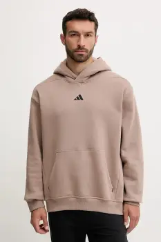 adidas Performance hanorac de antrenament POWER culoarea maro, cu gluga, uni, JZ6250 imagine