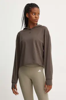 adidas Performance hanorac de antrenament Strength culoarea verde, cu gluga, neted, IW3190 imagine