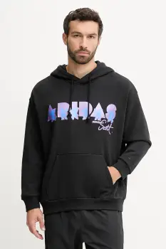 adidas Performance hanorac de bumbac PRIDE culoarea negru, cu gluga, cu imprimeu, JW1615 imagine